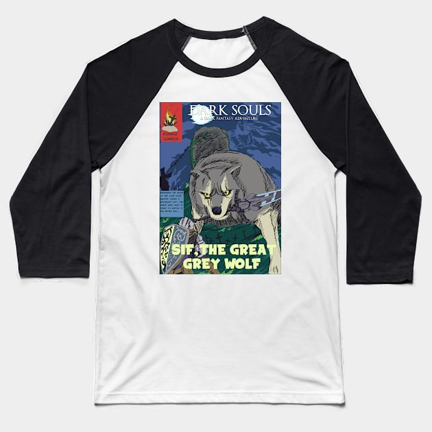 Dark Souls: Sif the Great Grey Wolf Baseball T-Shirt by GurrenSwagann